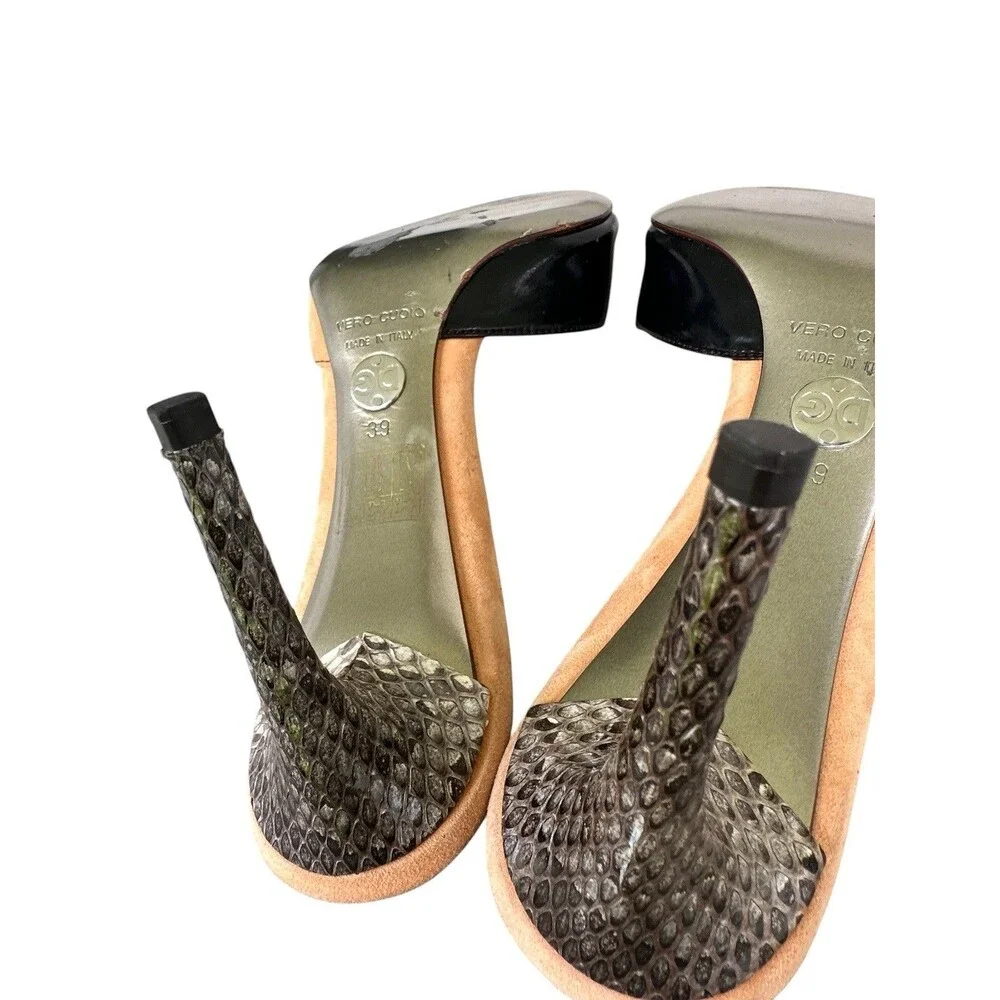 Y2K Dolce & Gabbana Slide Heels Camoscio Ayers Stagnola Size 39